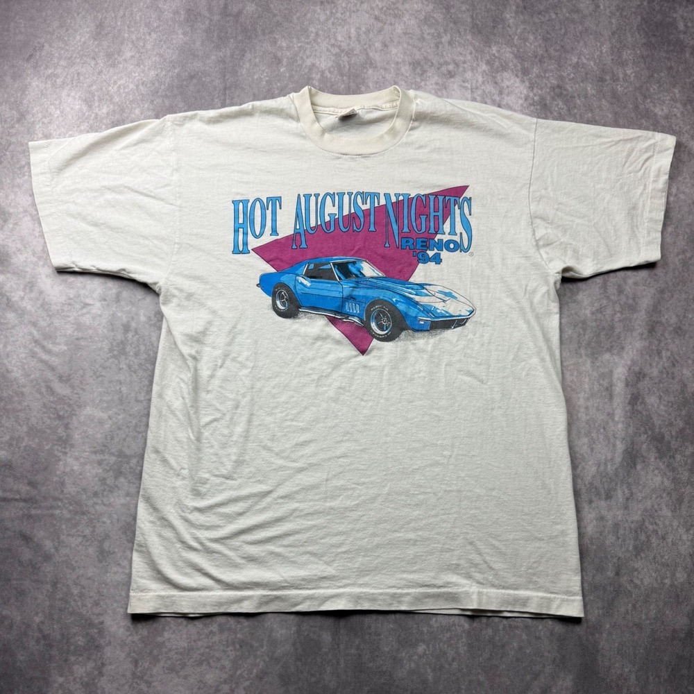 Vintage Hot August Nights Reno 94 Corvette T Shirt XL Fruit of the Loom 90s Car